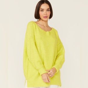 NWT Free People Moira Slouchy Tunic Sweater Citron Sun Combo size Small